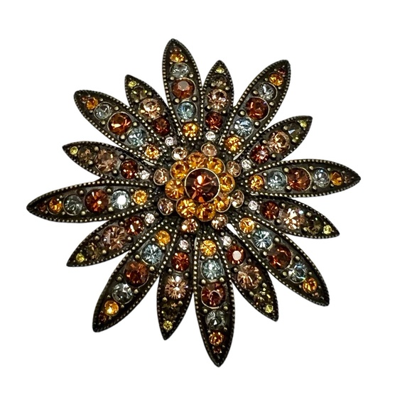 JOAN RIVERS LARGE AUTUMN COLORS SUNBURST BROOCH - Picture 11 of 15